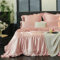 Freyamy Satin Bettwäsche 200x200 Glatt Luxus Seide Glanzsatin Bettwäsche Set Rosa Einfarbig Rüschen Romantisch Sommer Mädchenbettwäsche 1 Bettbezüge und 2 Kissenbezug 80x80 mit Reißverschlüsse