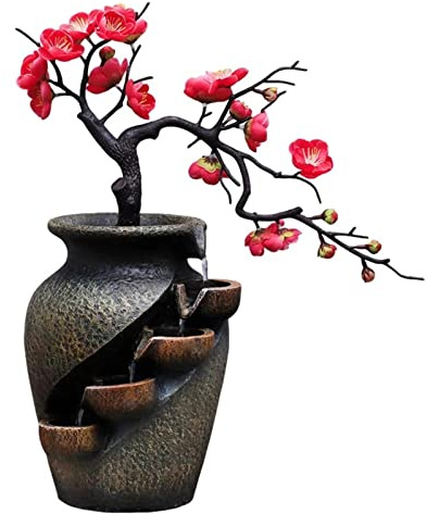 AFGZQ Fontana d'Acqua Corrente Tavolo for Interni Ornamento Paesaggio Casa & Giardino Vaso for Piante Simulazione Fontana Cascata Artigianato in Resina
