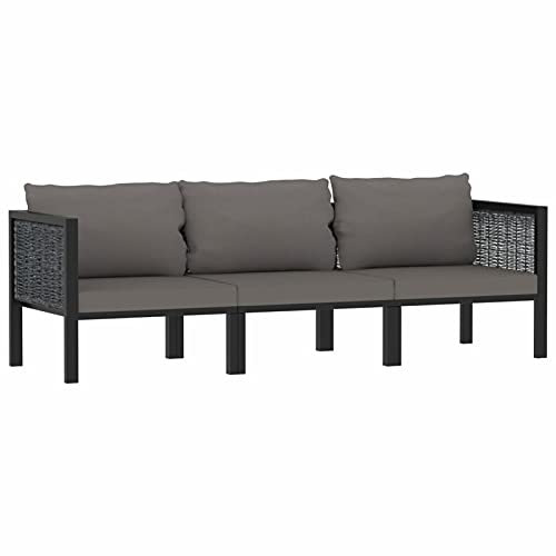 Chusui 3-Sitzer-Sofa mit Auflage, Tagesbett, Couch Mit, Schlafsofa, Wohnzimmersofa, Schlafcouch, Bigsofas, Cauchsofa, Anthrazit Poly Rattan