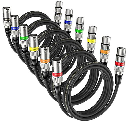 NUOSIYA Cable XLR 2m 6 Pack, XLR Cable Macho Hembra, Cable de micrófono XLR macho a hembra Cable XLR balanceado de 3 pines para micrófono, mezclador, altavoz, amplificador