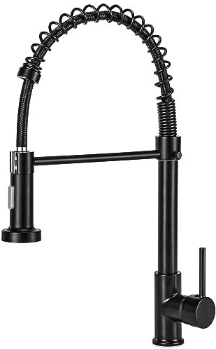 Virklyee Grifo de resorte Grifo cocina extraible Grifo de Cocina con Giro de 360°Grifo de Cocina Fregadero con 2 Modos,para agua fría o caliente, acero inoxidable, de resorte (Negro)