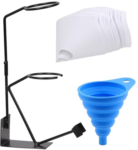 Swpeet 52 Pieces 15 Inch Global Gravity Feed Paint Spray Gun Holder Stand with Strainer Holder, 12 cm Silicone Funnel, 100 Micron Colour Filter with Fine Nylon Mesh Assortment Kit for HVLP Home Car