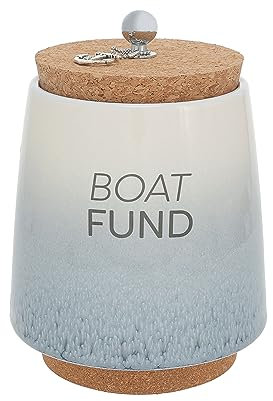 Pavilion Gift Company - Boat Fund 16,5 cm einzigartige Keramik-Sparschwein Spardose mit Korkboden Korkdeckel mit hängendem Anker-Charm, Ombré-Blau