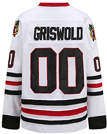 oldtimetown Youth Griswold #00 Movie Hockey Jerseys Stitched Letters and Numbers S-L White