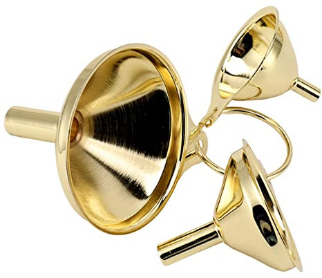 3 Teiliges Metalltrichter Set, Goldfarbenes Edelstahl Trichter Set, Küchenöl Flüssigmetall, Mini Trichter in Lebensmittelqualität Zum Einmachen von Küchenutensilien