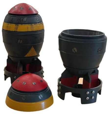 Tefexer Nuclear Bomb Statue Mini Nuke Storage Box Resin Rocket Model Sculpture 3D Openable Fallout Decor Desktop Ornament for Easter Halloween Decoration