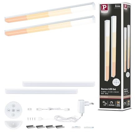Paulmann 92128 LED Unterschrankleuchte Barreo 2x3,3W 300x22mm 2x300lm 230/24V Weiß White Switch Möbelaufbauleuchte