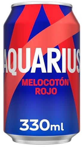 AQUARIUS Melocotón Rojo, Bebida Hidratante con Sales Minerales, Baja en Calorías - Lata 330ml