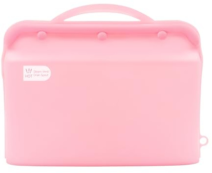 Silicone Microwave Steam Sterilizer Bag for Baby Bottles, Reusable Sterilizing Bag for Pump Parts and Toddler Accessories, Easy to Use Sterilizer Bags Perfect for Home and Travel, Pink (1PC)