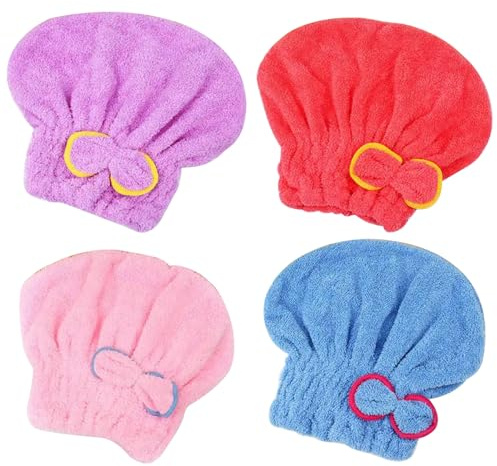 Haartrocknungskappe 4pcs Super absorbierende Haartuchkappe Schnelle Trocknungsmikrofaser Elastic Haartuch Wrap für Frauen für Frauen Erwachsene Mädchen, Haartuchpapier für Frauen
