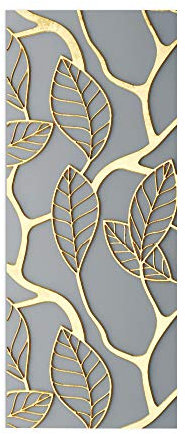 3D Türtapete Türaufkleber Selbstklebend Türfolie Poster Fototapete Türbilder Türtattoos Wasserdichte Tür Stickers für Kinderzimmer Wohnzimmer Badezimmer 90x205 cm Grau&Blätter