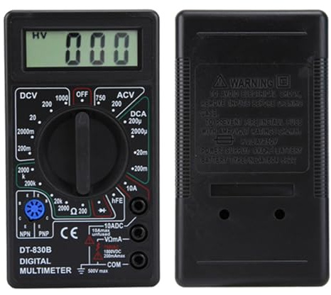 Akozon DT-830B Portable LCD Digital Multimeter - Voltage and Ohm Tester, Professional Voltmeter and Ammeter for Laboratory, Factories, Radio Enthusiasts (DT-830B black)