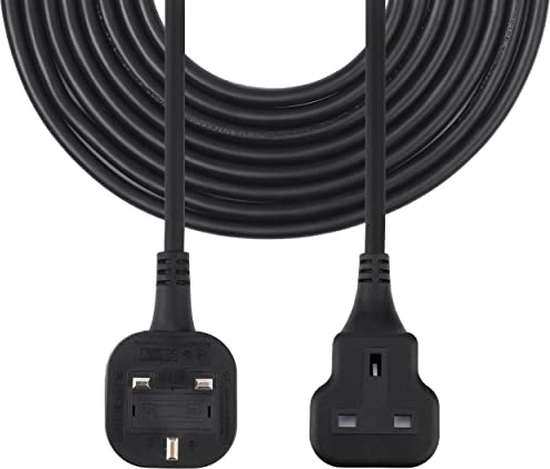 TISDLIP 1 Gang Extension Lead, 3M/9.84Ft Long Plug Extension, Easy Clean & Soft Black Extension Cable