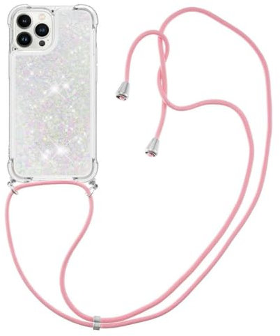 Luoiwei Case for iPod Touch 7/Touch 6/Touch 5 Hülle mit Band Glitter Liquid Moving Quicksand Cover,Mobile Phone Chain for iPod Touch Hülle Silikon Transparent,Cute Phone Case for Women/Girls,Weiß