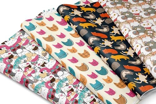 AIM & GGKK 8 Bögen Geschenkpapier Katzenmotive (70x50cm) für Geschenke zum Geburtstag oder zu Weihnachten für Katzen,kätzchen, Katzenbesitzer,Fellmama,Mädchen und Jungen