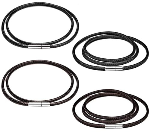Collier De Corde en Cuir 4Pcs, Collier en Cuir pour Hommes, Collier Tressé, Collier De Conception Simple, Collier De Mode, Accessoires Vestimentaires