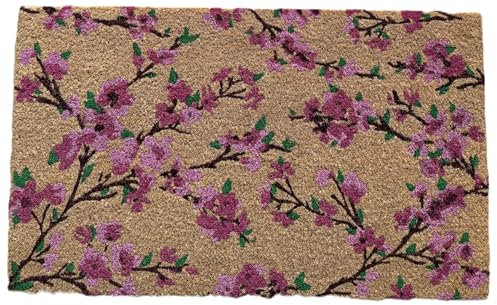 SUMERU | SPRING FLOWER DESIGN | 45 x 75 x 1.50 cm| eco-friendly coir door mat pvc backed, hand printed designs for main door, bedroom, entrance, shop, office, home (SPRING FLORAL)