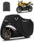 CEMOFE Motorradabdeckung Outdoor XL Motorrad Abdeckplane mit Innenfutter Motorraddplane mit Kennzeichenfenster und Schlosslöchern Schutz vor UV Regen Schnee Staub für Moped Roller (245 x 105 x 125cm)