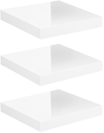 eSituro Wandregal 3er Set, Regal Wand weiß Hochglanz, Hängeregal, Schweberegal, Regalbrett Bücherregal zum Aufhängen, Wandboard für Wohnzimmer Küche Arbeitszimmer Badezimmer, 40x22.9x3.8 cm