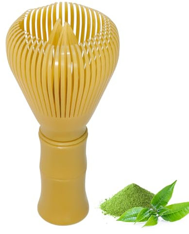 Resin Matcha Whisk, Reusable Dishwasher-Safe Tea Whisk for Matcha, Traditional Japanese Chasen Matcha Stirrer, Authentic Japanese Tea Ceremony Tool, Yellow