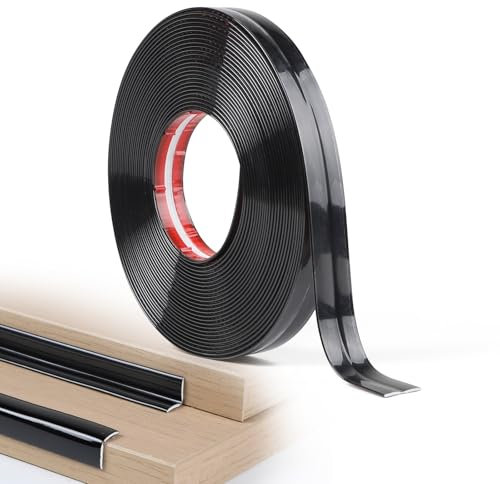 EFUTURETIME Moulure Flexible Decorative Murale Adhesive 2cm × 10m Moulure Angle Mur Souple pour Porte Fenêtre Plinthes Plafonds Armoires Protection Bords de Table, Noir Brillant