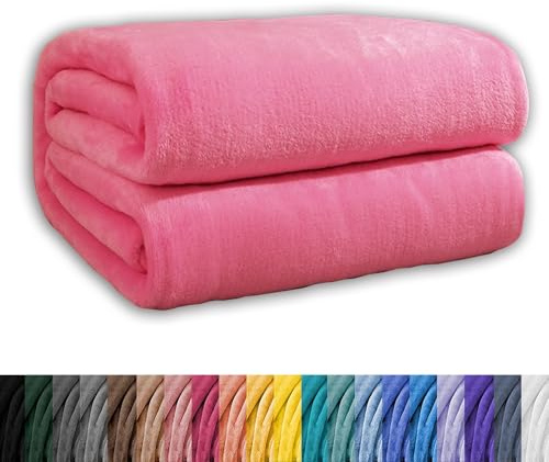 GAIFNAG Decke Sofa Kuscheldecke, Weiche Decke 150 x 400 cm 230 G/M² Flanell Extra Weich, Waschbar Überwurf für Bett Und Couch für Frauen, Männer, Haustier, Familie, Rosa