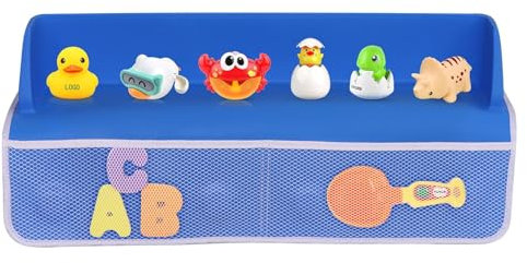 tub-topper Splash Guard - Sink Faucet Mat Splash Guard, Silicone Tub Water Splash Guard | Blue Splash Guard Play Shelf Area, Bath Toy Storage with Suction Cup, Kids Bath Tub Shelf for Kids Boys Girls