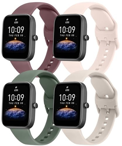 ZGCE 4 Piezas Correa para Amazfit GTS/GTS 2/GTS 3/GTS 4 Mini, 20mm Correa de Silicona para Amazfit Bip S/Bip S Lite/Bip U/Bip U Pro, Pack G