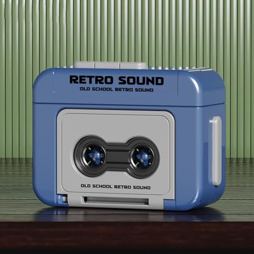 Mini-Tape-Recorder-Schlüsselanhänger, Retro-Miniatur-Kassettenspieler, tragbare Kamera, Schlüsselanhänger, Musik-Schlüsselanhänger für Freunde, Paare, Kinder, Männer, Frauen (blau)