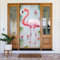Weiße Flamingo-Türabdeckung, saisonales Türbanner Wanddekorationen, Willkommensfrühling, Haustürabdeckungen, Veranda, Banner, Schild, Fotohintergrund für Innen- und Außenbereich, Dekoration, 180 x 80