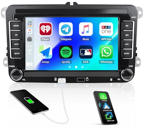 2+64G Autoradio Bluetooth für VW Golf 5 6 Polo T5 Tiguan Passat Caddy Seat Skoda mit Carplay Android Auto 7“ IPS Touchscreen Autoradio mit Mirrorlink GPS FM/RDS SWC EQ