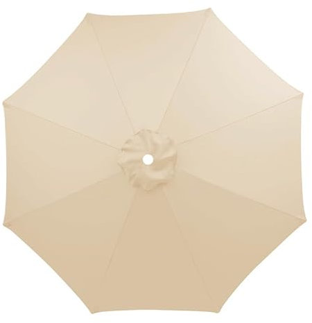 Azatemgo Auvent De Remplacement pour Parasol 3 m, 8 Baleines, Rechange Toile De Parasol De Jardin, Protection UV30+, Tissu Polyester de Haute Qualité, Beige élégant