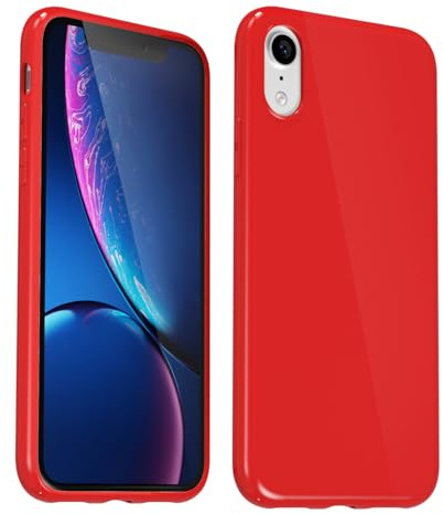 Svanove for iPhone XR Case Silicone, Glossy Soft Rubber Gel Jelly Cute Protective Plastic Simple Plain Phone Case Cover for Women Girl, Slim Thin Flexible Shockproof TPU, Red