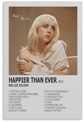 Music Billie Album Eilish Poster Poster Für Zimmer, Ästhetische Leinwand-Wandkunst, Schlafzimmer-Dekor Poster 12x18inch(30x45cm)