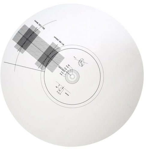 Acryl Kalibrierplatte für Schallplatten mit Justierlineal und Winkelmesser | Weiß, Rutschfest und Leicht, für Kalibrierung des Aufnahmegeräts, Plattenspieler Abstandsmesser, Musikzubehör