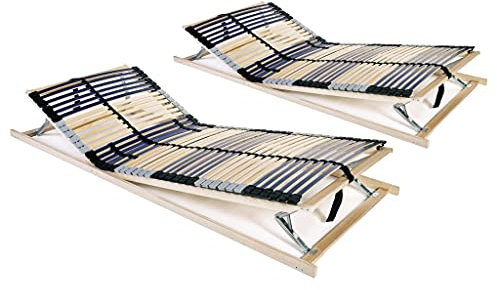 QJBSAVVA 2er Set Lattenroste Buche Birke 7 Zonen 80x200 cm verstellbar Kopf und Fußteil 42 Latten Jugendzimmer Doppelbett Schlafzimmer