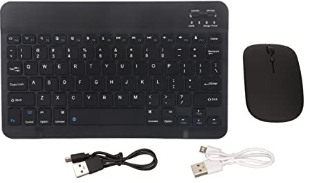 Ouitble Wireless Keyboard Mouse Combo 2.4G Bluetooth Dual Mode Rechargeable Silent Scissor Switch Design Portable External Keyboard and Mouse Set for Laptop Tablet Smartphone Black