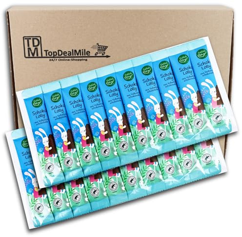 TopDealMile - Vorratspack- Schoko Lolly Stiel Osterhasen Hasen Vollmilchschokolade Lolli Hase 2 x 10 er Pack