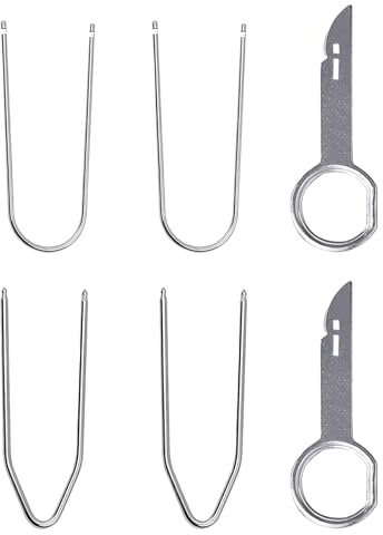 XENQITO 6 Pcs Autoradio Entriegelungswerkzeug, Autoradio Ausbauwerkzeug U Förmiger+V Förmiger Edelstahl Autoradio Entriegelungsschlüssel Autoradio Bügel Removal Instrument Schlüssel DIN-Freigabetasten