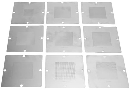 Bewinner BGA Reballing-Schablonen, 9 Stück, 90 X 90 Mm, Nacharbeitsstation, Universelles 304-Edelstahl-Schablonen-Set für Laptop-CPU-GPU-Reparatur, 0,3 Mm–0,76 Lötpasten