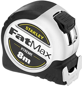 Stanley FatMax PRO Bandmass Blade Armor 0-33-892 (8 m Länge, 32 mm Breite, Genauigkeitsklasse II, mit Feststeller & Mylar-Schutzsicht, automatischer Rücklauf, schlagfestes Gehäuse, Gürtelclip)