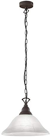 Reality Leuchten Pendelleuchte Country R30871024 Metall rostfarbig, Schirm alabasterfarbig weiß, exkl. 1x E27, 15,5 x 15,5 x 130 cm