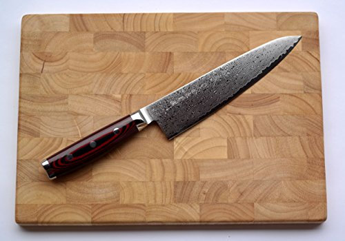 Damastmesser Yaxell SUPER GOU 161 - Kochmesser 20cm Klinge - Schnittkern aus Pulverstahl 63HRC + Schneidbrett