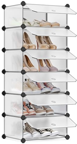 Songmics 6 Cube Interlocking Shoe Rack Closet Wardrobe Standing Storage Organiser Camping Cabinet Cupboard 50 x 37 x 107 cm LPC06W