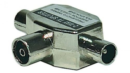 EMOS 2-Wege-Antennenverteiler A-Class - 2-Fach Splitter mit Koax-Buchse (IEC) - voll geschirmt 3,5 dB - Frequenz 0,1-1000 MHz - 1 Eingang / 2 Ausgänge - TV Antennen Fernseh Verteiler mit DC-Durchlass