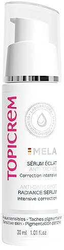 Topicrem - Mela, Sérum Éclat Anti-Taches - Hydrate 24h, Unifie et Ravive le Teint, Corrige et Prévient l’Apparition des Taches - Soin du Visage pour Peaux Sensibles - 30 ml