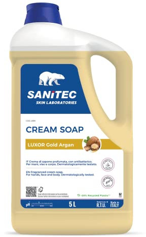 Sanitec Luxor - Crema de jabón para manos, cara y cuerpo, 5 kg, Bianco, 1