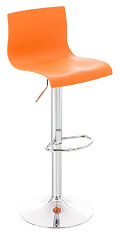 CLP Barhocker Hover Mit Lehne Und Drehbarer Kunststoff-Sitzfläche I Barstuhl Mit Metallgestell I Höhenverstellbarer Küchenhocker, Farbe:orange, Material Gestell:Metall in Chromoptik
