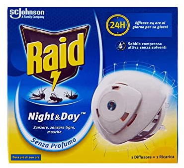 Raid Night & Day Mosquitos Comunes Y Tigre 1 Difusor + 1 Recarga
