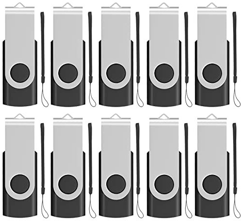EASTBULL Einklappbarer 4GB USB 2.0 Transmemory Memory Stick, 10 stück Schwarz